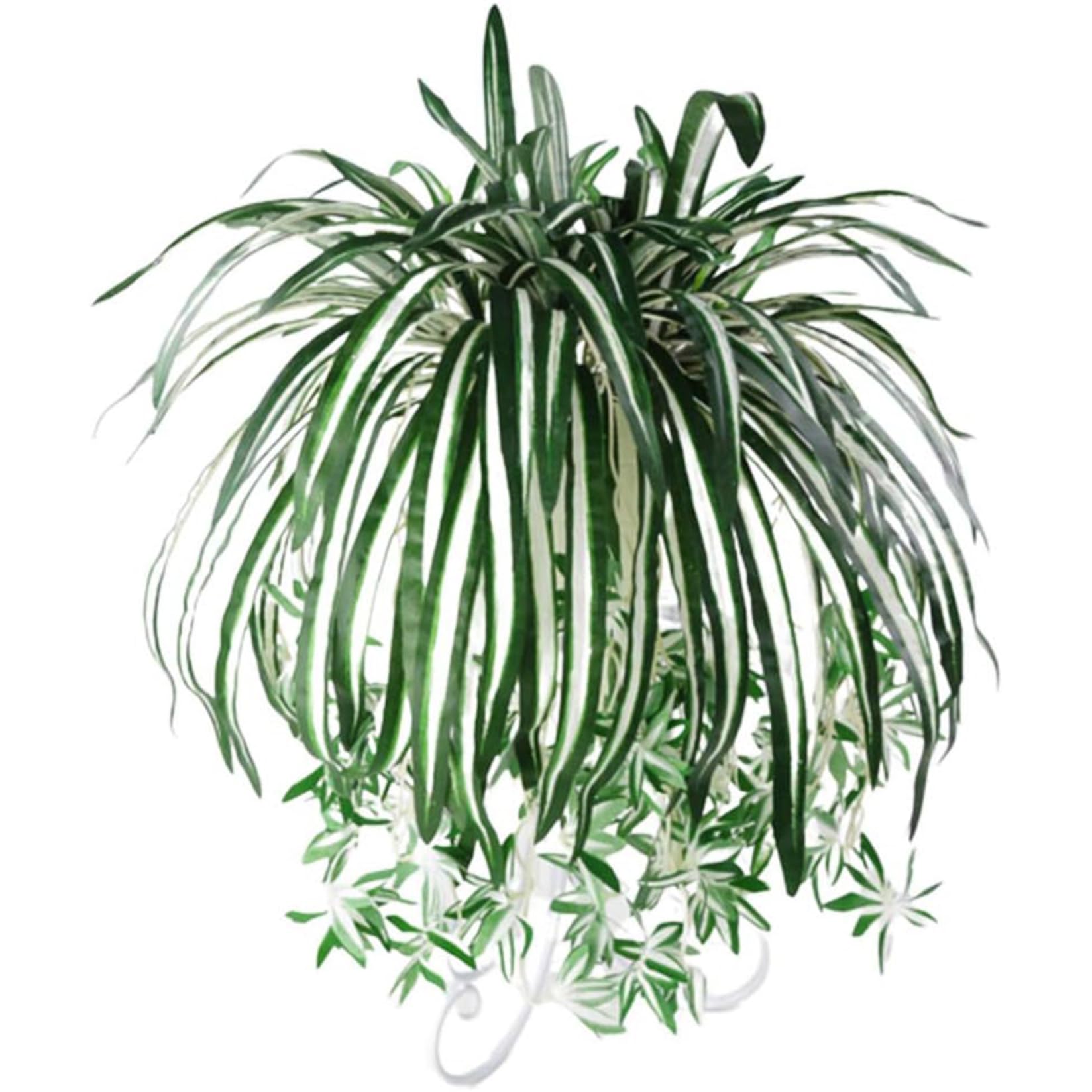 Xoeryoy Artificial Greenery 24.4 In Silk Realistic Artificial Spider Plant with Stem Indoor Outdoor Low-Maintain Decor Green Greenery for Office, Balcony