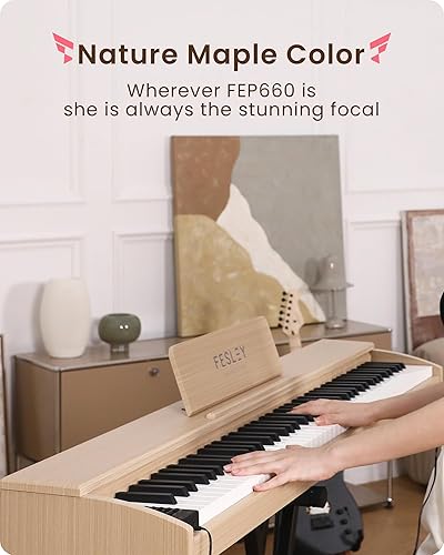 Miniatura 2 de Fesley Teclado de Piano Ponderado de 88 Teclas: Piano de Teclado Eléctrico de Tamaño Completo para Principiantes, Teclado Portátil de 88 Teclas