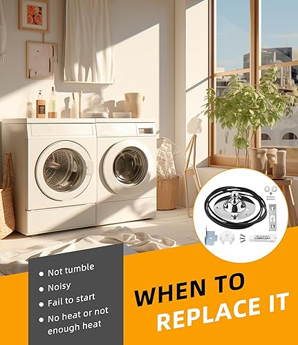 Miniatura 6 de Correa de secadora mejorada 134503600 y kit de rodamientos de tambor de secadora 5303281153 compatible con Frigidai.re Ken. Más secadores reemplazan