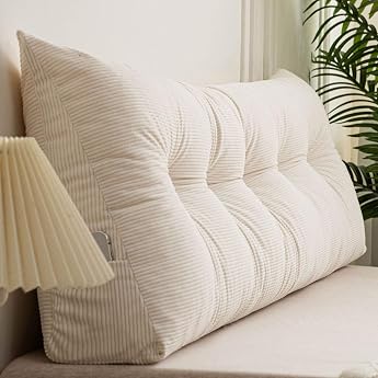 Bed Back Cushion Triangle Wedge Headboard Cushion Premium Corduroy Double King Double Single Reading Cushion Lumbar Support Removable Cover 150x40x12cm