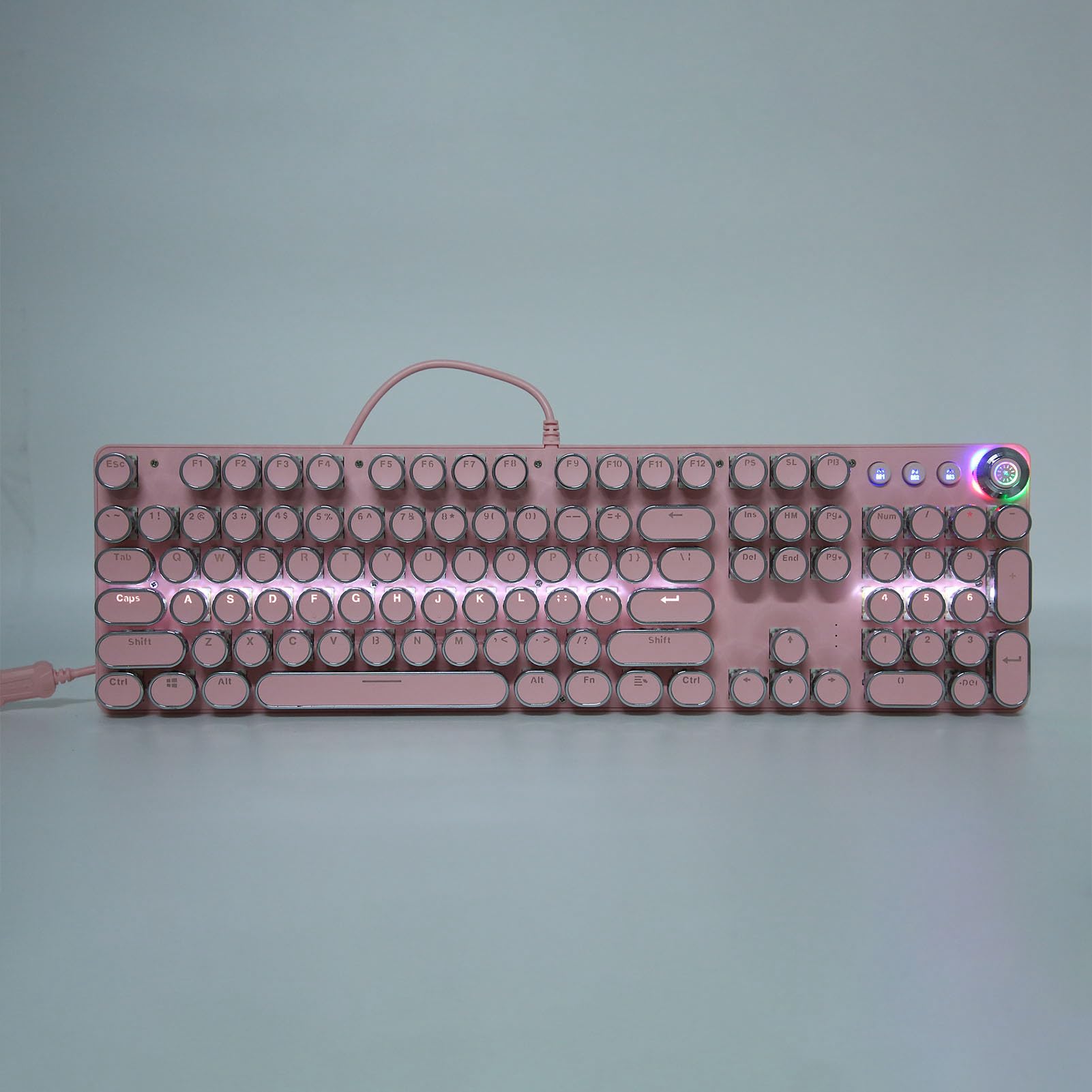 Tastiera Meccanica 104 Tasti Albero Meccanico Reale Interruttore Blu Gaming per Appassionati di Giochi per PC Pannello da Disegno in Metallo ABS (902-7 Punk rosa)