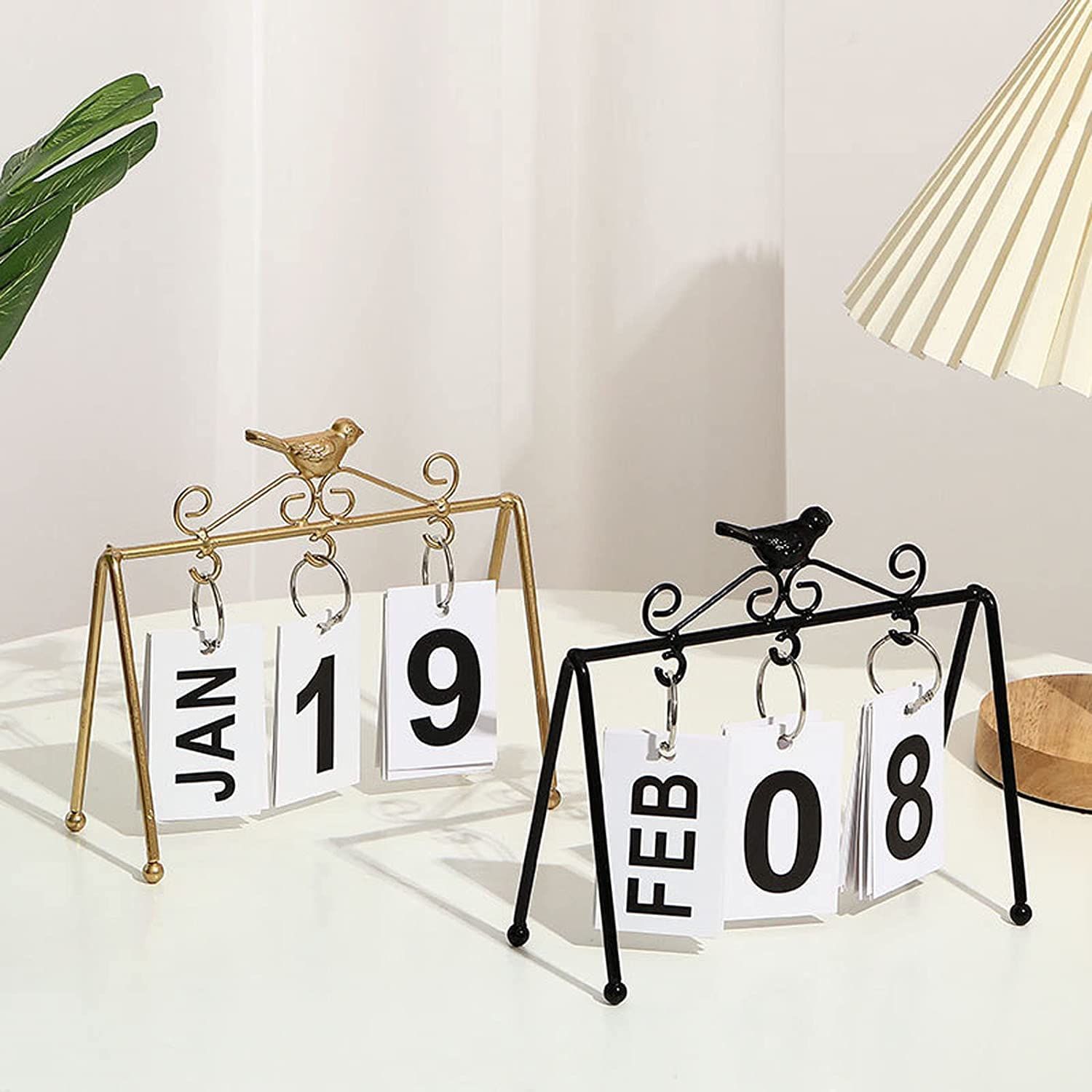 OLOTU Calendario Calendario perpetuo Riutilizzabile, Calendario da Tavolo 2023, calendari a Fogli mobili con Staffa in Metallo, Calendario da Tavolo a Fogli mobili per la casa Pianificato
