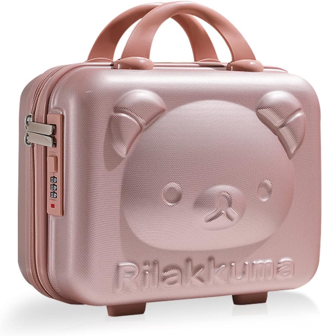 Case Cartoon Bear Storage Box Mini Suitcase | Lightweight Makeup Case | Women Portable Water Proof Carrying Suitcase, Organizer Bag & with Divider, Lock, and Trolley Strap (Multicolor)-image-48