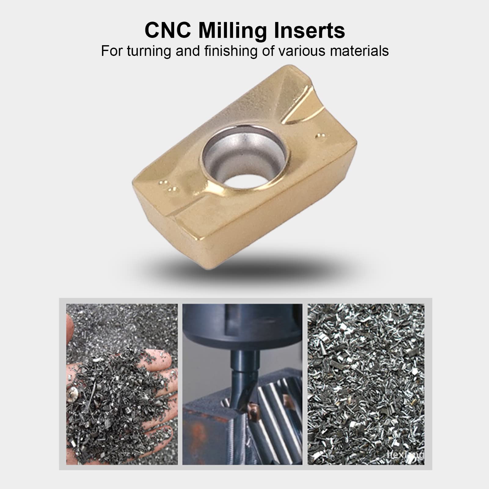 10 Piezas de Insertos de Torneado, Insertos de Carburo Recubiertos, Herramientas de Corte de Fresado de Torno CNC APMT1604 para Torneado Y Acabado de Materiales Metálicos