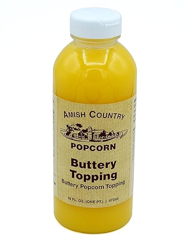 Amish Country Popcorn  Topping de palomitas de maíz con mantequilla  Tarro de 16 onzas  Anticuado, sin OMG y sin gluten (tarro de 16 oz)