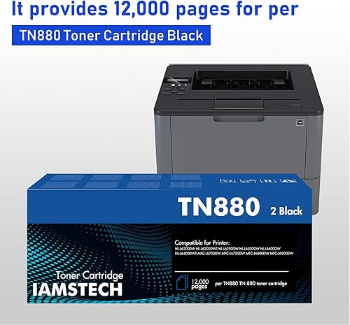 Miniatura 3 de iamstech TN880 TN-880 - Cartucho de tóner de repuesto para Brother Super High Yield HL-L6200DW L6200DWT L6400DW L6400DWT L6250DW L6300DW MFC-L6700DW