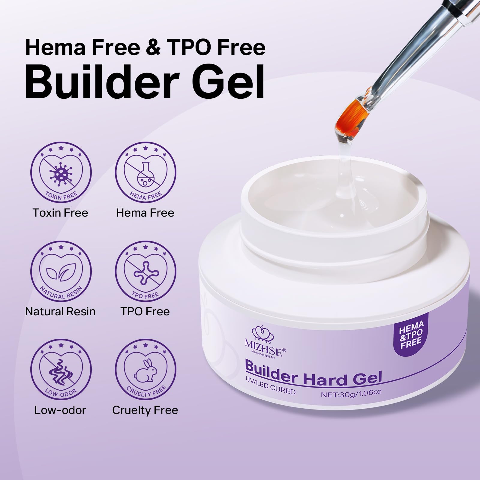 MIZHSE Żel budujący do paznokci żelowych, bez HEMA, bez TPO, przezroczysty żel builder do paznokci | Builder Gel No File, żel budujący UV, przedłużenie paznokci, wzór paznokci, 16 ml