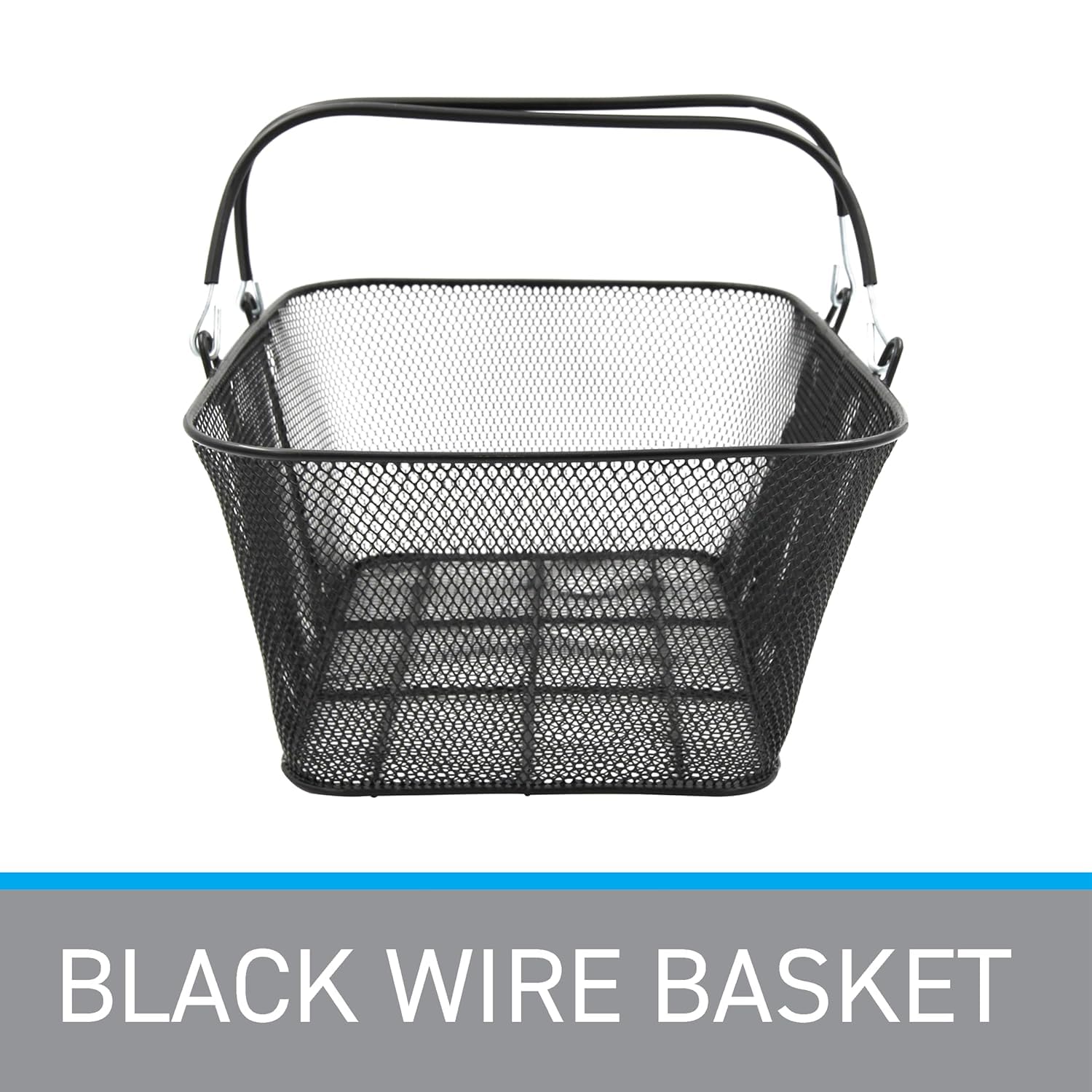 Cesta De La Compra De Metal Negro Resistente con Asas - 17 Cm De Ancho X 12 Cm De Profundidad X 7 Cm De Alto - Cesta De La Compra Ligera Y Apilable para Tiendas