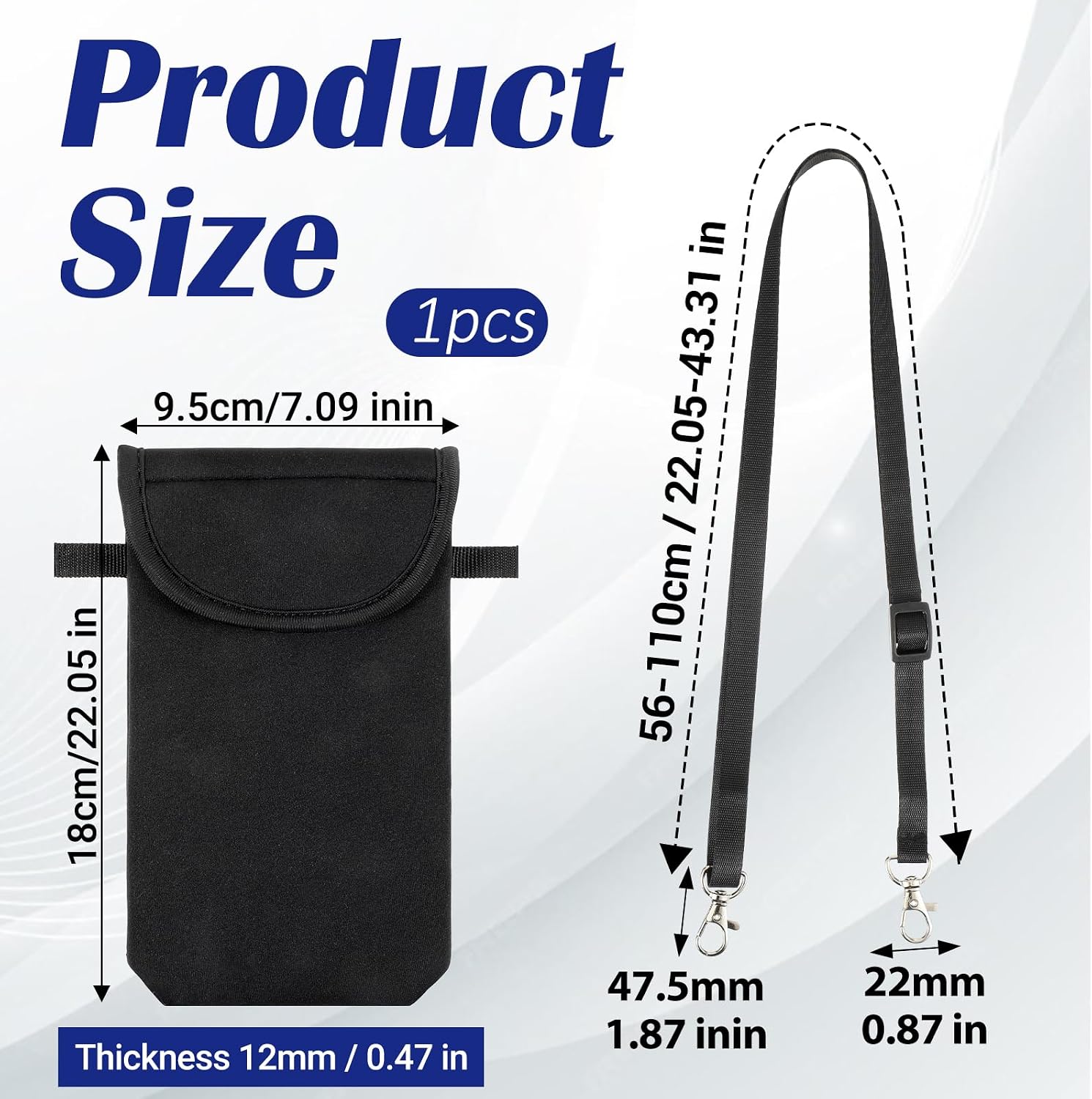 cobee Universal Neoprene Cell Phone Pouch,7.09×3.74 InBlack Waterproof Phone Sleeve with Neck Strap Lanyard Holder Crossbody Bag Around Neck Carrying Case for Seniors with the Belt Clip