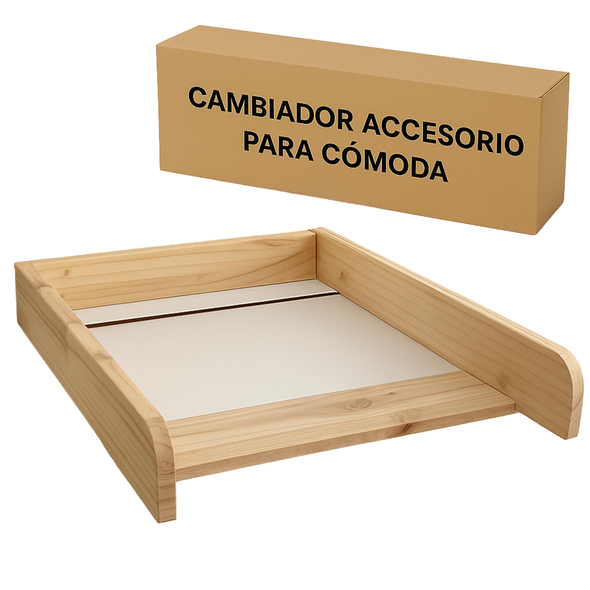 Cambiador bebé de Madera para Cómoda – Accesorio Compatible Hemnes y Malm – Bandeja Cambiador para bebé con Profundidad Ajustable 48 a 60 cm y Fieltros Antirayaduras