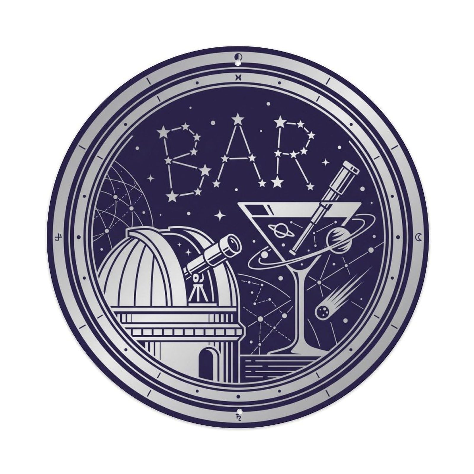 BAR Vintage Observatory Plate Metal Tin Sign Plaque