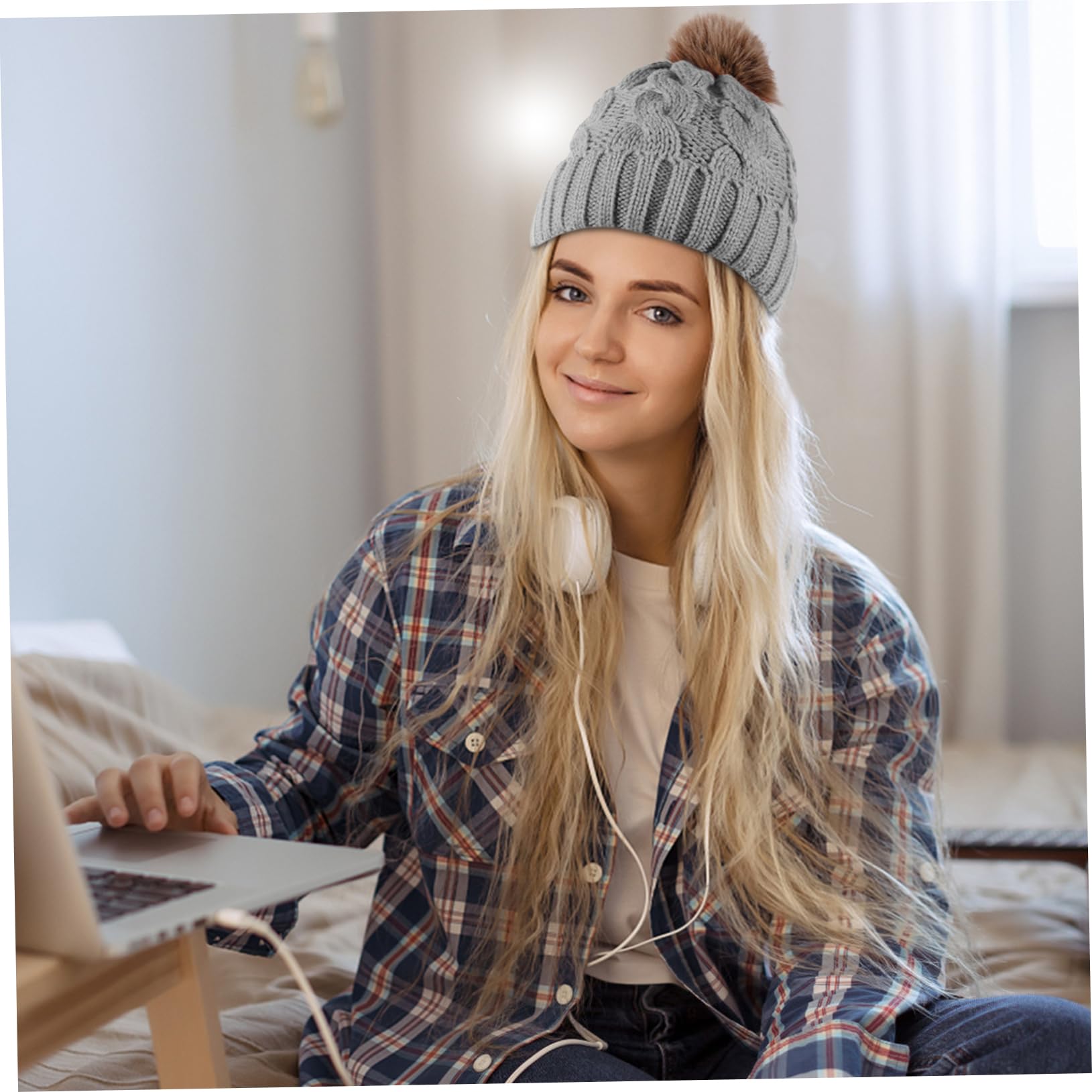 LIFKOME Gorro de lana gorro termico gorros gorro chic y atractivo gorro de punto para gorro cálido con orejeras sombrero de punto femenino sombrero femenino Felpa rojo