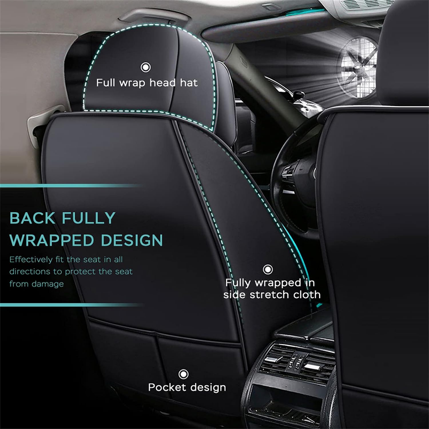 Aoyade Car Seat Covers Intended for Q5 Hybrid 2013-2016 Front&Rear 5-Seats Cushion Cover, All Weather Wear-Resistant Waterproof Black Green Luxury