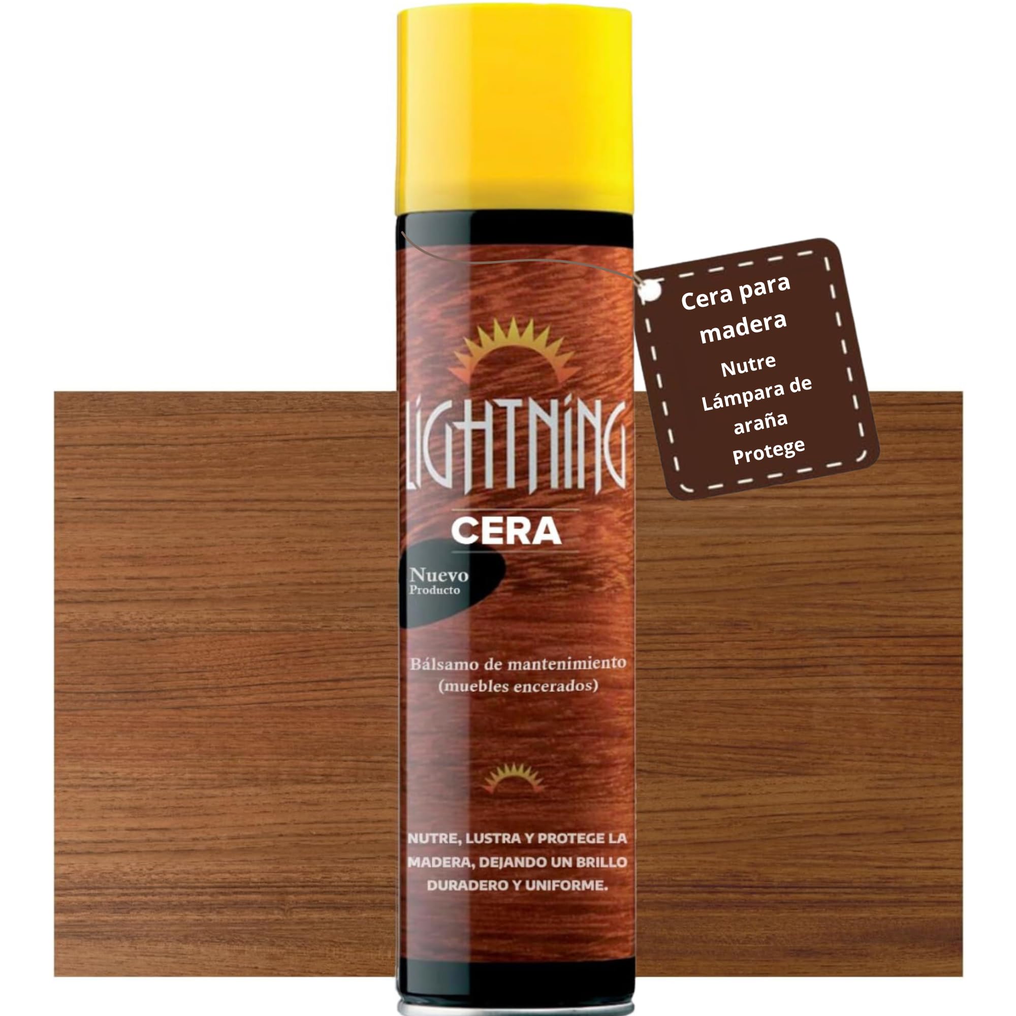 Lightning Cera de mantenimiento encaustica para muebles y madera - Bálsamo - Nutre y da brillo - Aerosol - 400 ml