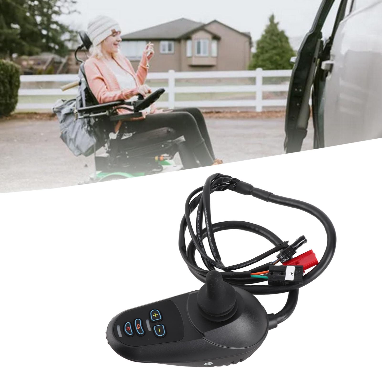 Generic Controlador de Palanca de Mando para Silla de Ruedas Eléctrica Duradero con Protección contra Exceso de Velocidad para Sillas de Ruedas Eléctricas Compatible con Motor de Cepillo de 24V