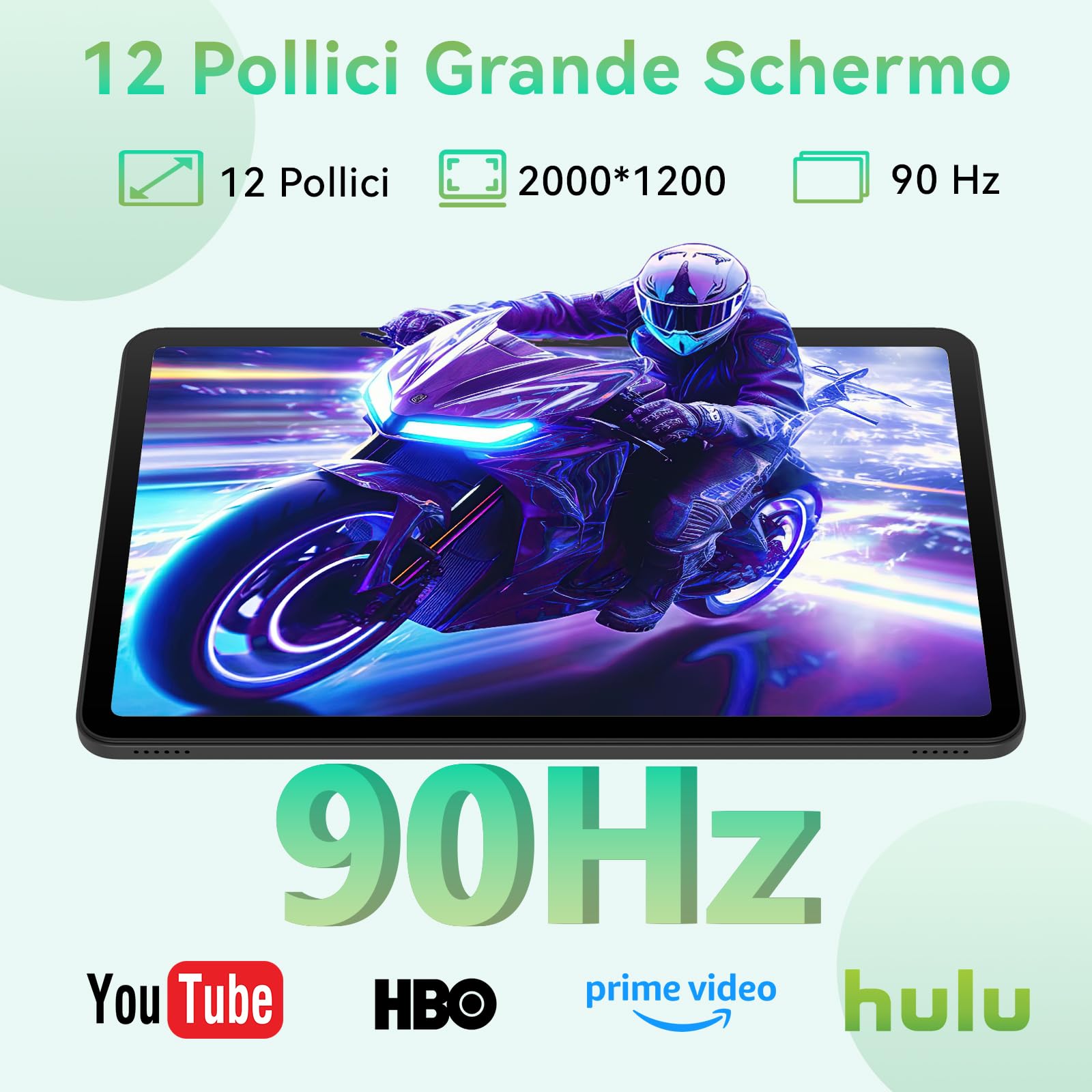 Android 16 Tablet 12 Pollici con Gemini AI, Tablet con Cover, Tastiera & Mouse, Unisoc T7250 Octa-Core, 36 GB RAM + 256 GB ROM + 1 TB TF, 1920x1200 Display HD, Fotocamera Doppia 8MP + 20MP, 9000 mAh