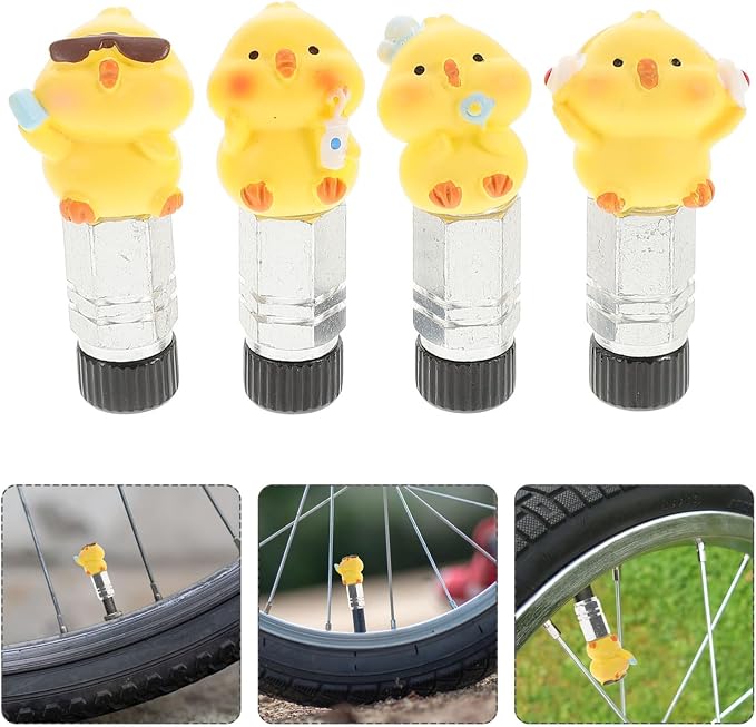 Happyyami 4 tapas de válvula para bicicleta y auto miniatura 9