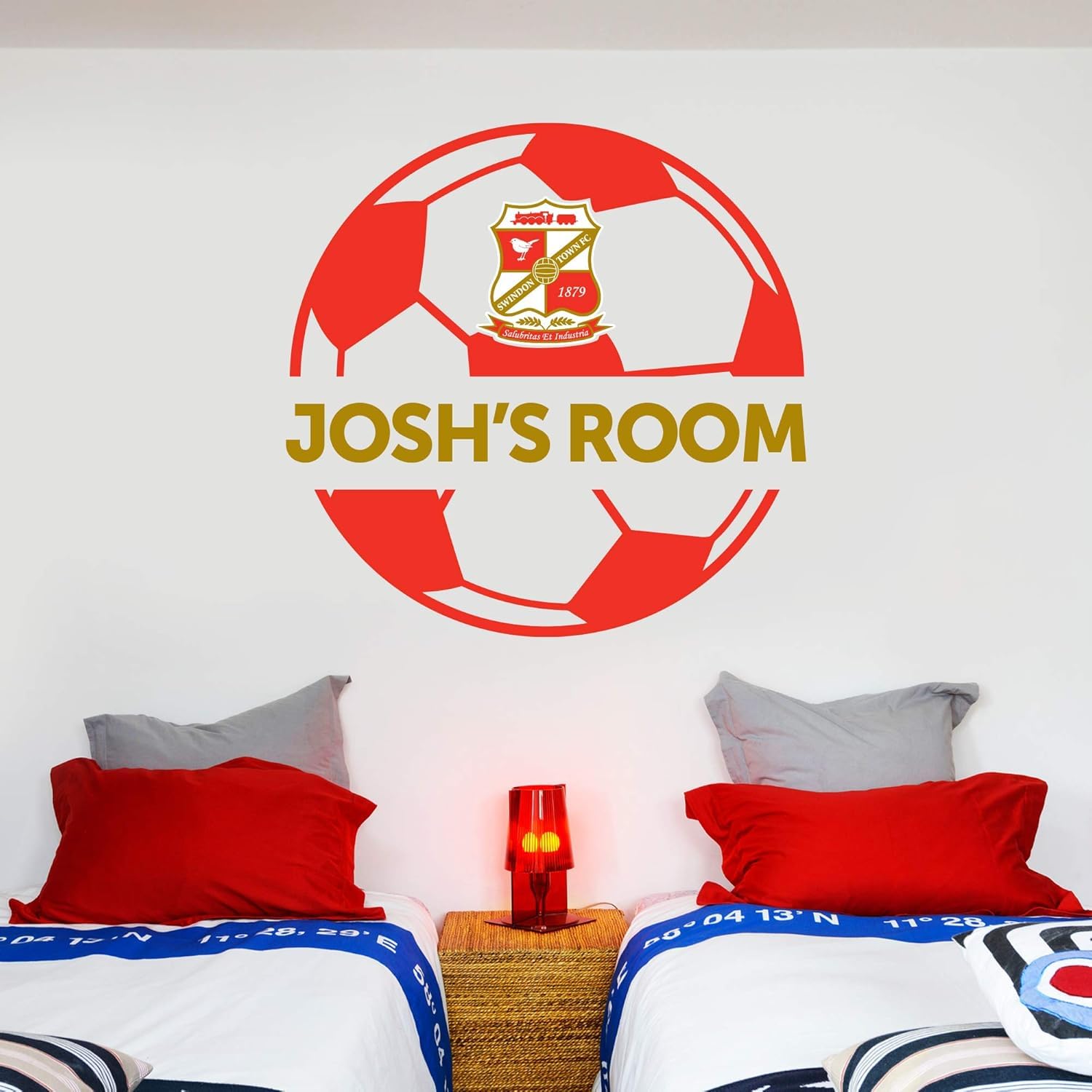 Beautiful Game Swindon Town Fc Ball Design And Personalised Name Wall Sticker (60Cm X 60Cm)