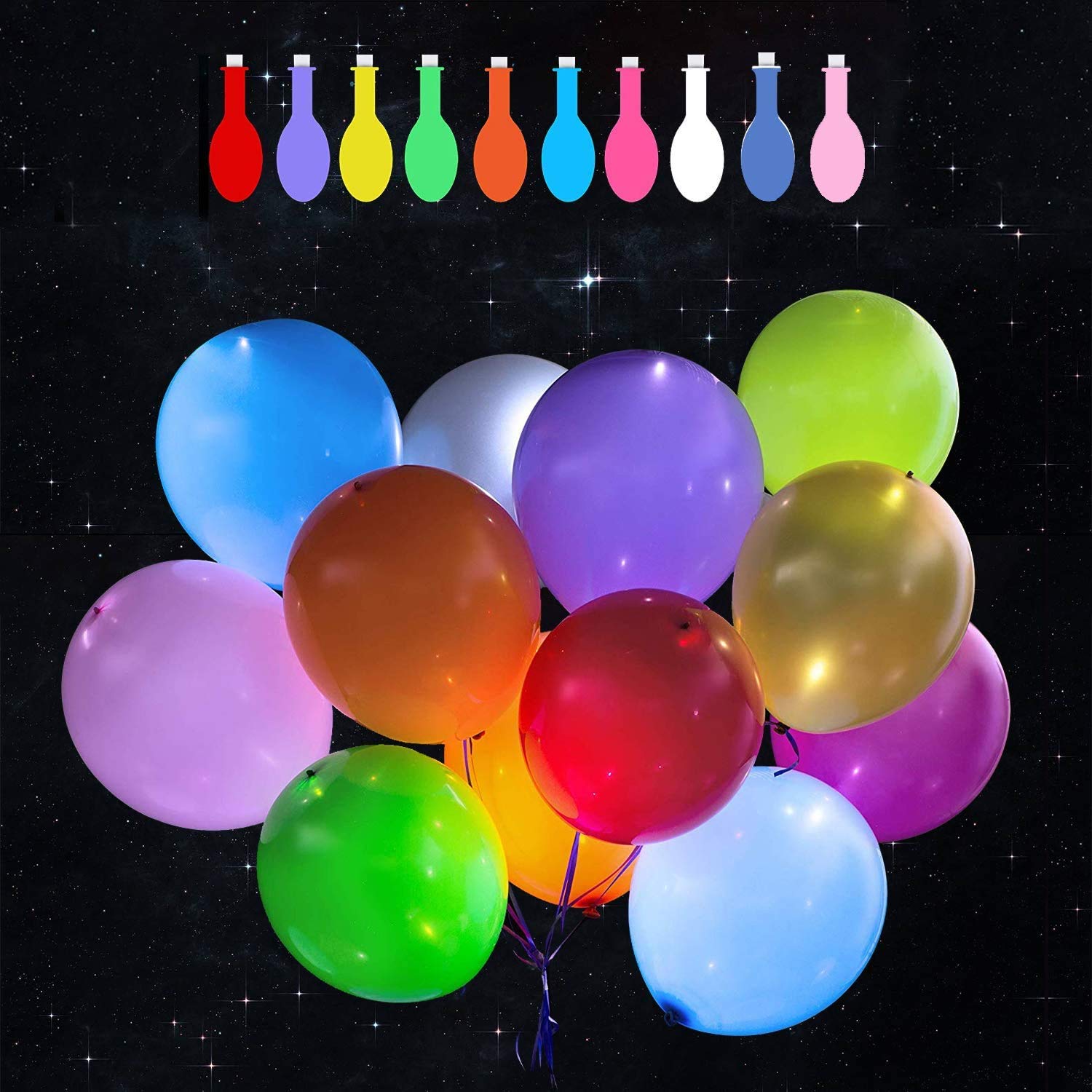 HIGHLAND25 Pcs LED Balloons – Glow in the dark balloons – LED Balloons for Birthday party decoration, Wedding, Baby Shower, Anniversary, Bridal Shower, Night Party Decorations – LED Party supplies