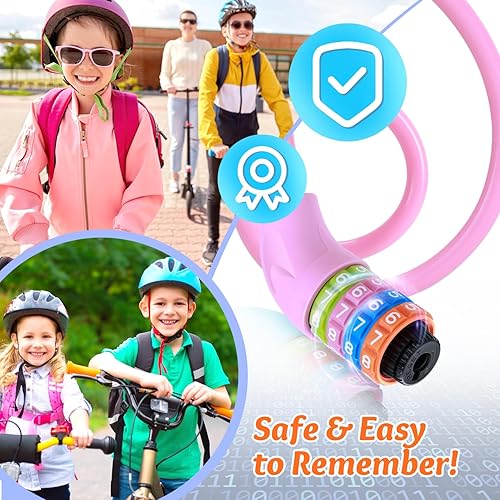 Miniatura 4 de Sportneer Candado de cable combinación reiniciable de 4 dígitos de alta seguridad para bicicleta, resistente antirrobo, 25.6 pulgadas de largo,