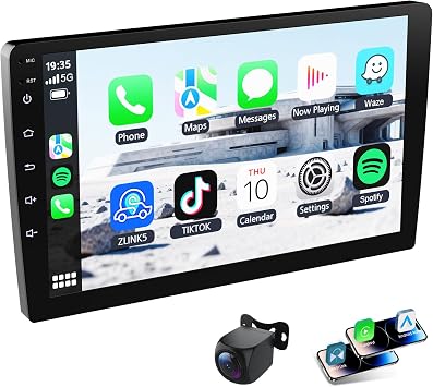Haudio 9 Inch Double Din Car Stereo with Wireless CarPlay & Android Auto, GPS Navigation, Backup Camera, Universal Fit for Most Cars