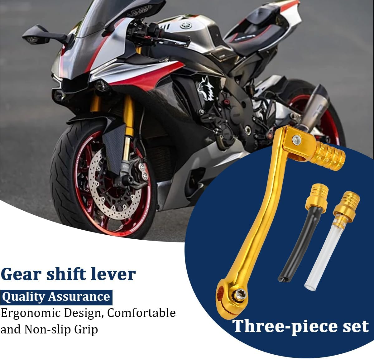 Osilly Motorcycle Folding Gear Shifter Shift Lever, Aluminum Foldable Gear Shifter Shift Lever Pedal with Tank Cap Vent Hose Tube, Suitable for 50cc 70cc 90cc 110cc Dirt Pit Bike Motorbike (Golden)
