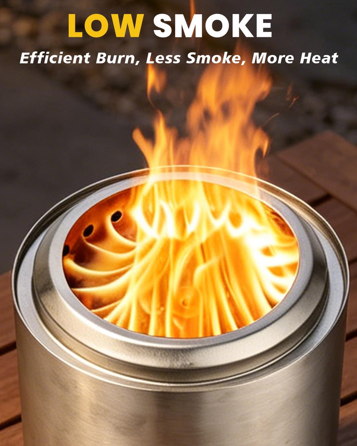 Tabletop Fire Pit 9.7 x 7.1 In, Portable Smokeless Mini Fire Pit for Patio & Camping, Stainless Steel Table Top Firepit for Wood Pellets, with Heat-Resistant Mat, Travel Bag & Roasting Sticks