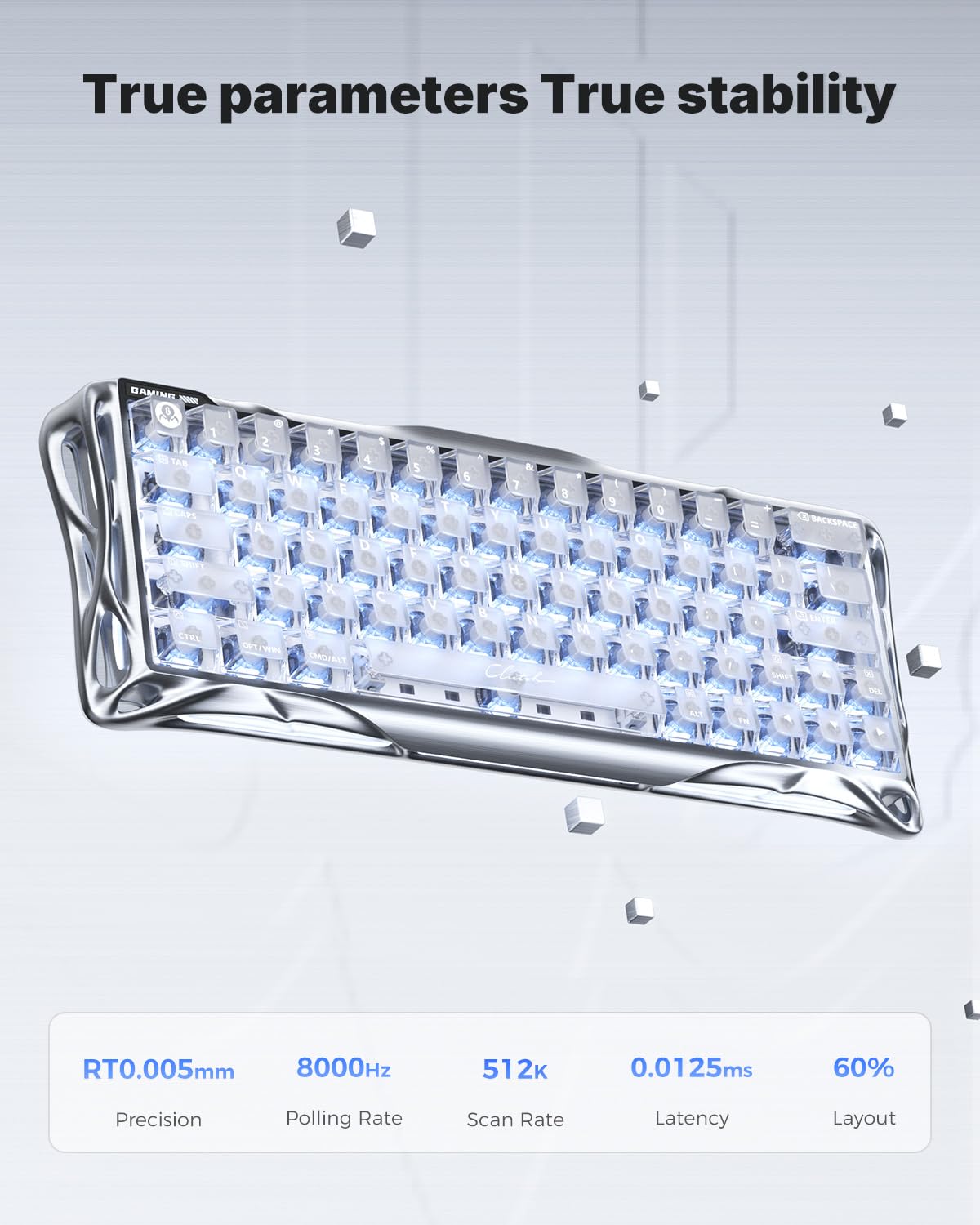 GravaStar Mercury V60 Pro 60% HE magnetyczna klawiatura do gier, prawdziwa częstotliwość odpytywania 8 kHz, opóźnienie 0,125 ms, dynamiczny szybki wyzwalacz, regulowane uruchamianie 0,005 mm, pełna