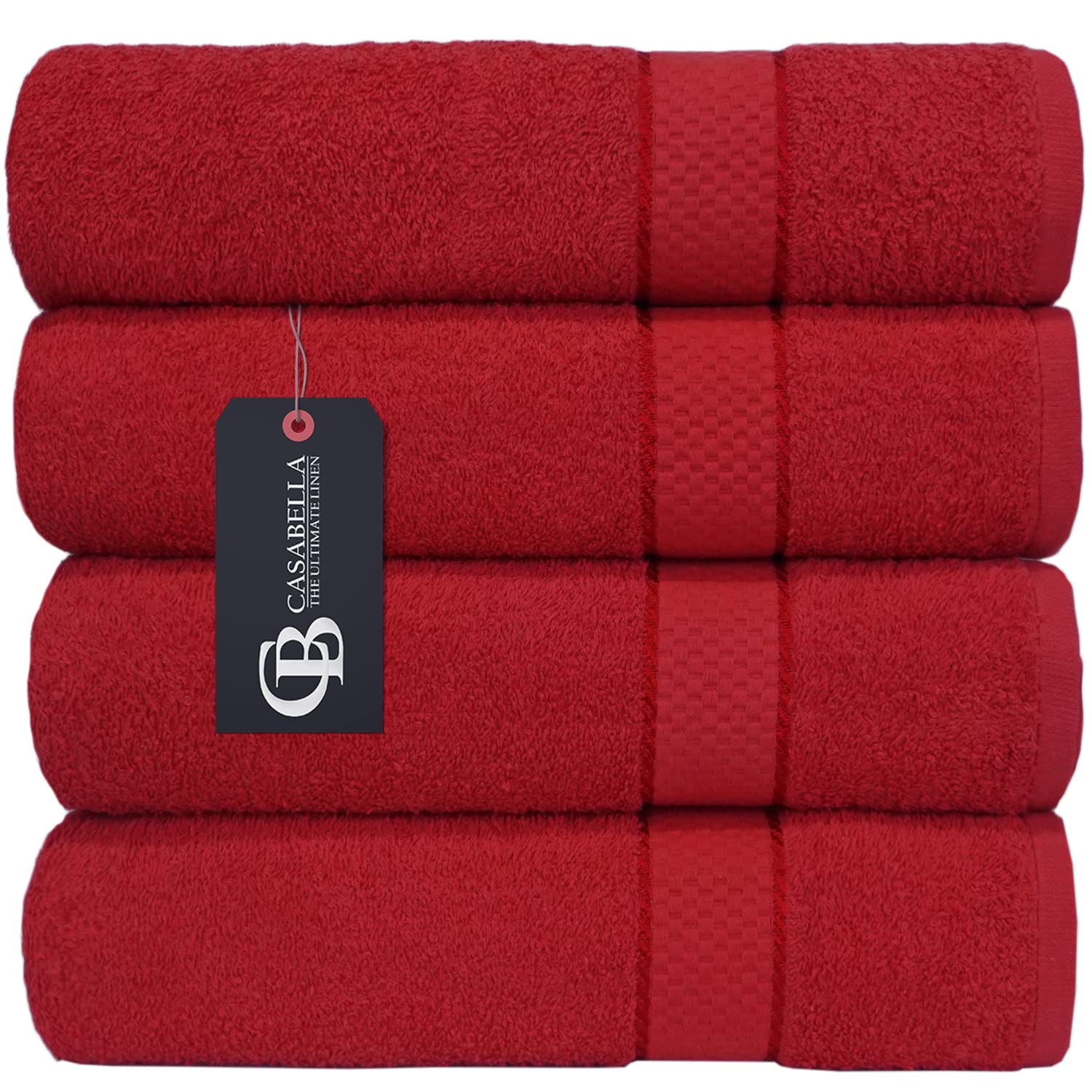 Casabella Pack of 2 Large Jumbo Bath Sheets 100% Egyptian Combed Cotton Big Beautiful Towels_Red_2pcs โ image 1