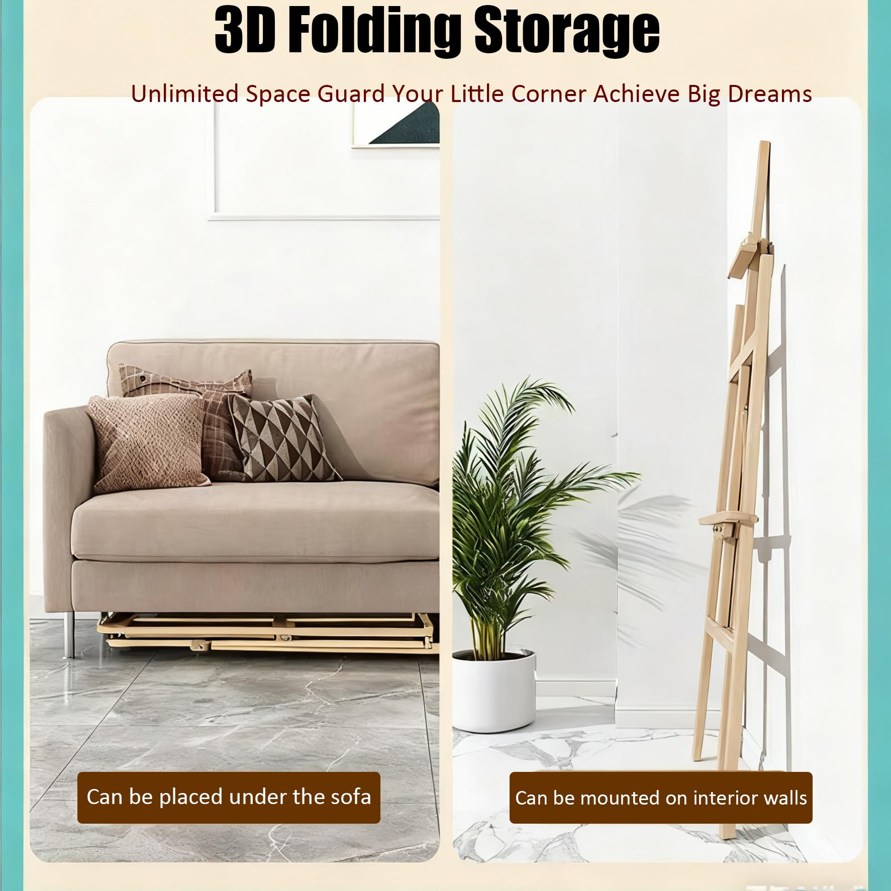 2PCS Caballete Madera，Caballete De Madera Natural De 175 Cm,Soporte Profesional Para Lienzo, Adecuado Para Niños y Adultos,Apto Para Pintura Acrílica,Óleo,Etc.,Herramienta De Arte Portátil