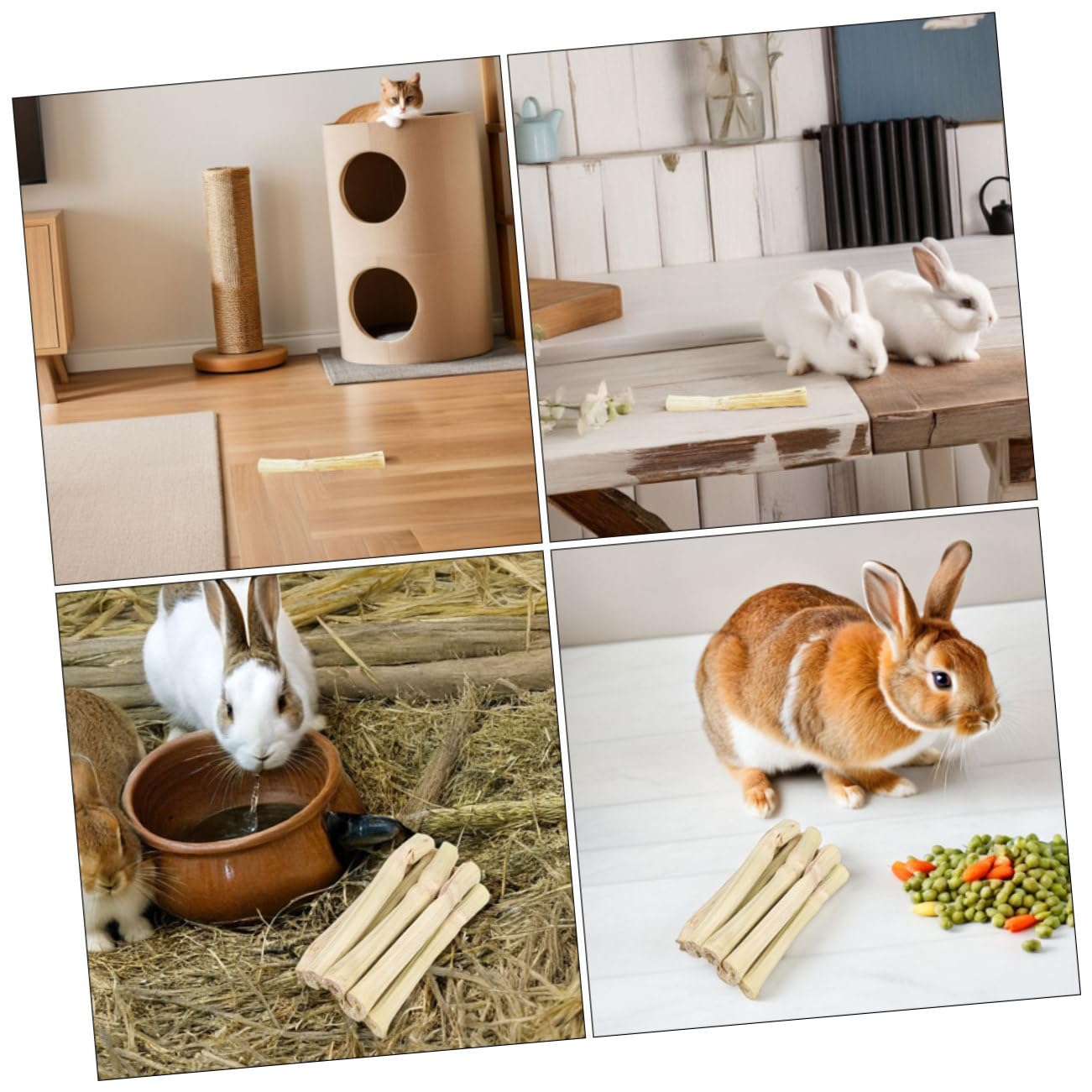 BESPORTBLE Kauspielzeug aus Bambus für Kaninchen Chinchillas Zahnpflege Natürliche Kaustange für Kleintiere