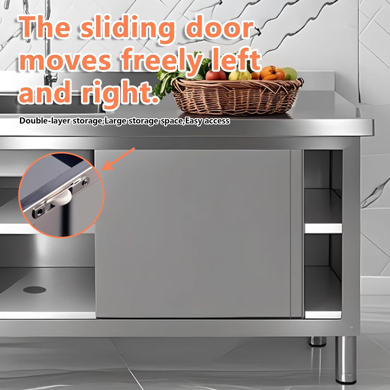 Fregadero Utili de acero para exteriores con gabinete, fregadero de lavandería con banco de trabajo y Sto para cocina, restaurante, Ga Hotel (80 x 60 x 80 cm)
