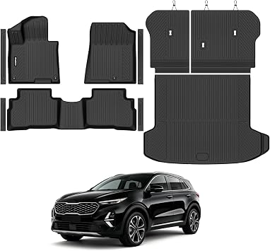 Floor Mats for 2026 Kia Sportage Hybrid Accessories | Only for HEV, Not for PHEV Trunk Mat and Backrest Mats & Door Sill Guard All Weather TPE Protector Floor Liner