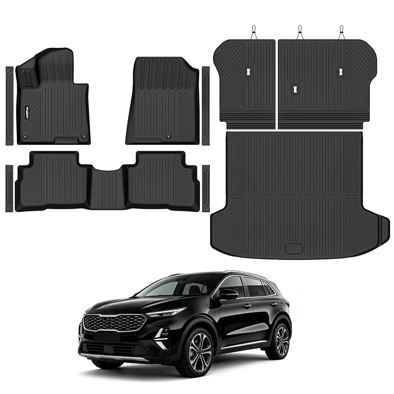 Kit de Tapetes Automotivos Bingoliner para Kia Sportage Hybrid 2026 HEV, TPE Preto, Porta-malas e Encostos