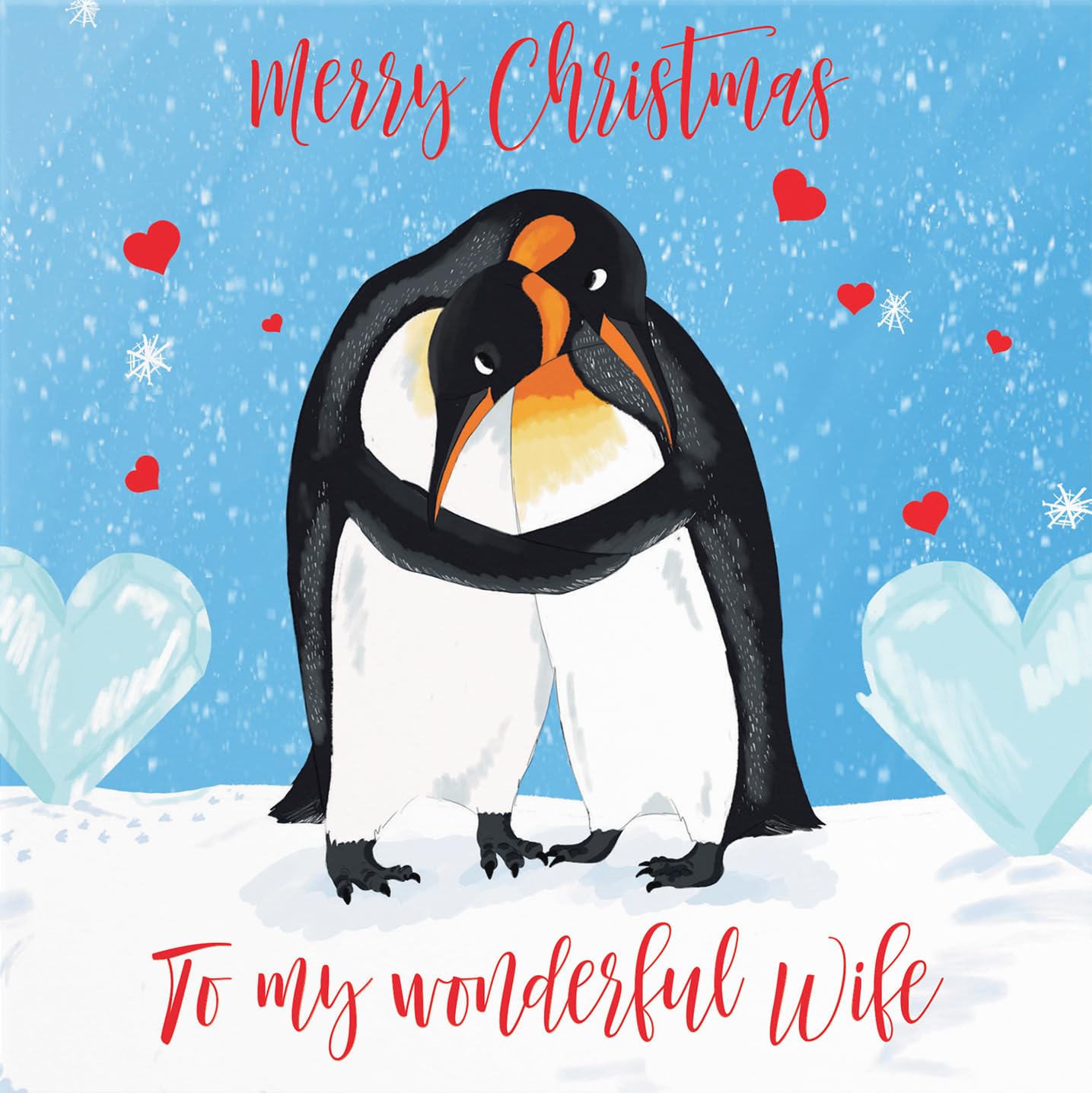 Hunts England, Romantic Wife Penguins Hugging Christmas Card, Merry Christmas, To My Wonderful Wife, Xmas Card - Image 2