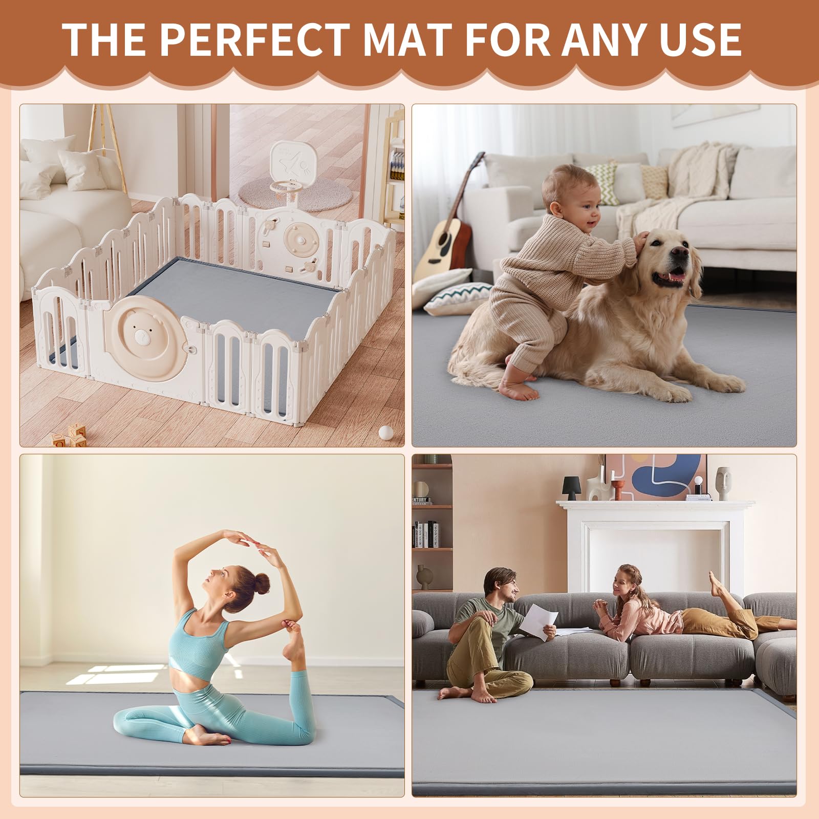 Spielmatte Baby 150x200cm XL | Wolkenweiche Krabbelmatte mit Memory Schaum 3,5cm | Rutschfester Kinderteppich | Baby Krabbeldecke & Tatami Matte fürs Kinderzimmer
