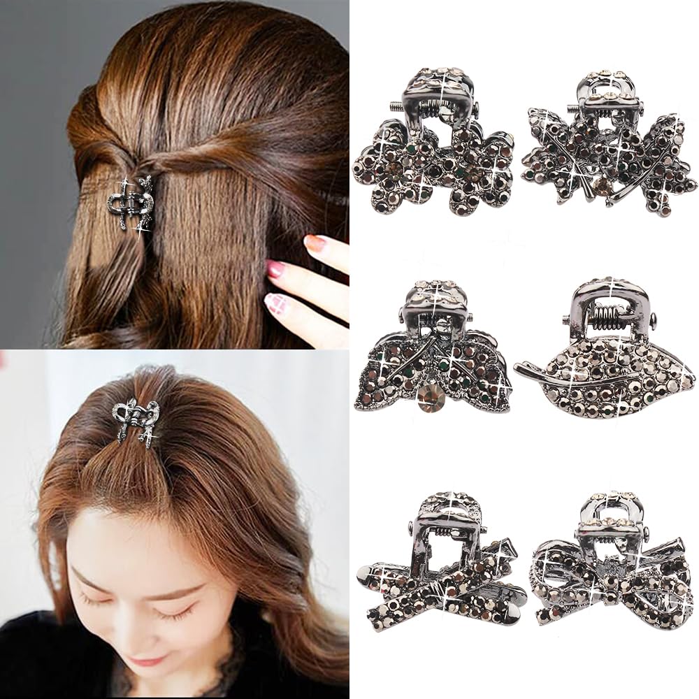 Small Hair Claw Clips, Mini Hair Clips, Crystal Rhinestone
