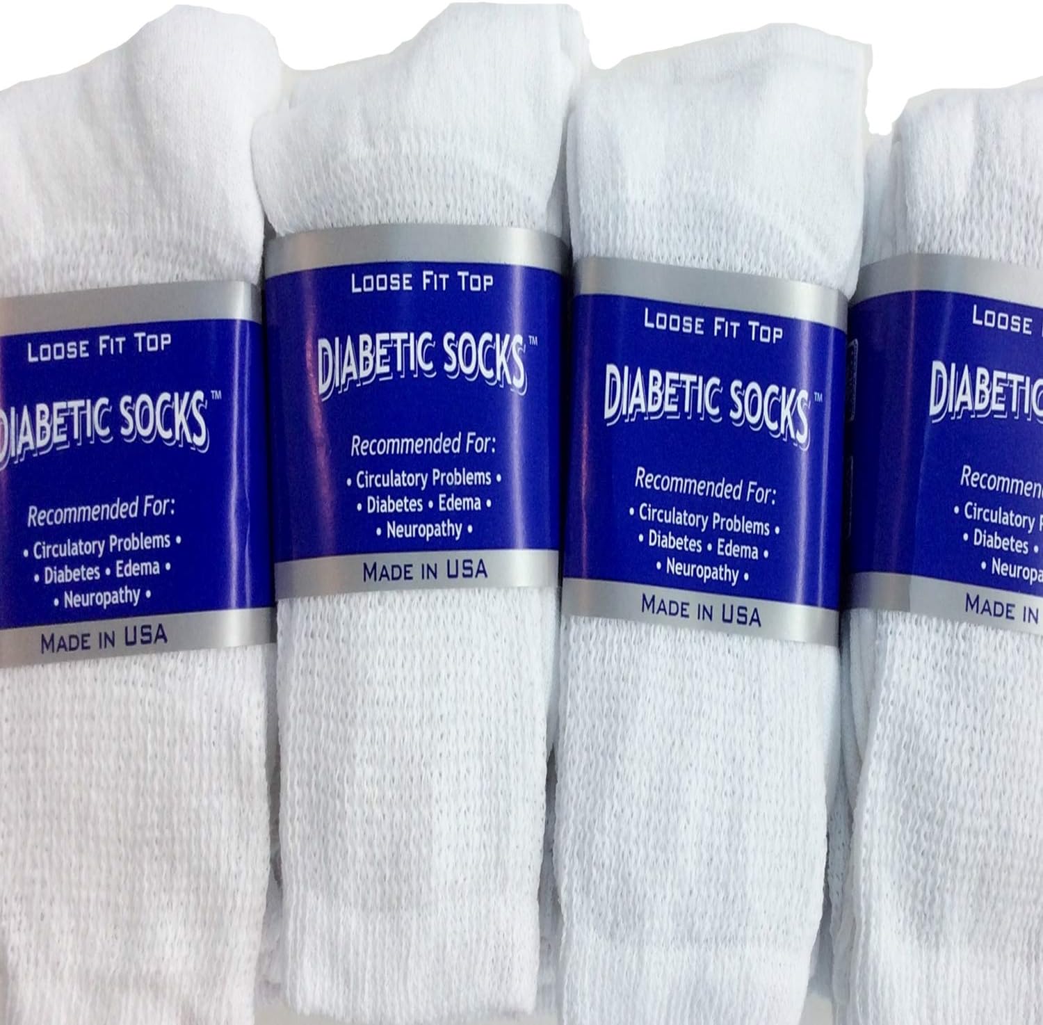 Creswell Diabetic Socks Made in USA (10-13, 12 Pairs White Crew)