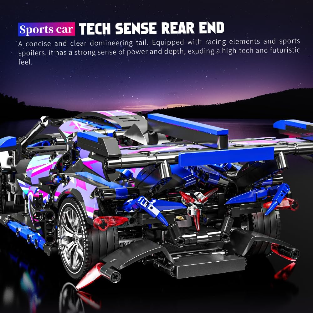 APAWR Sports Car Building Blocks Toys for Boys & Adults - 1391 Piece Challenging Racing Car Building Kit, DIY Model Set for Age 8-14