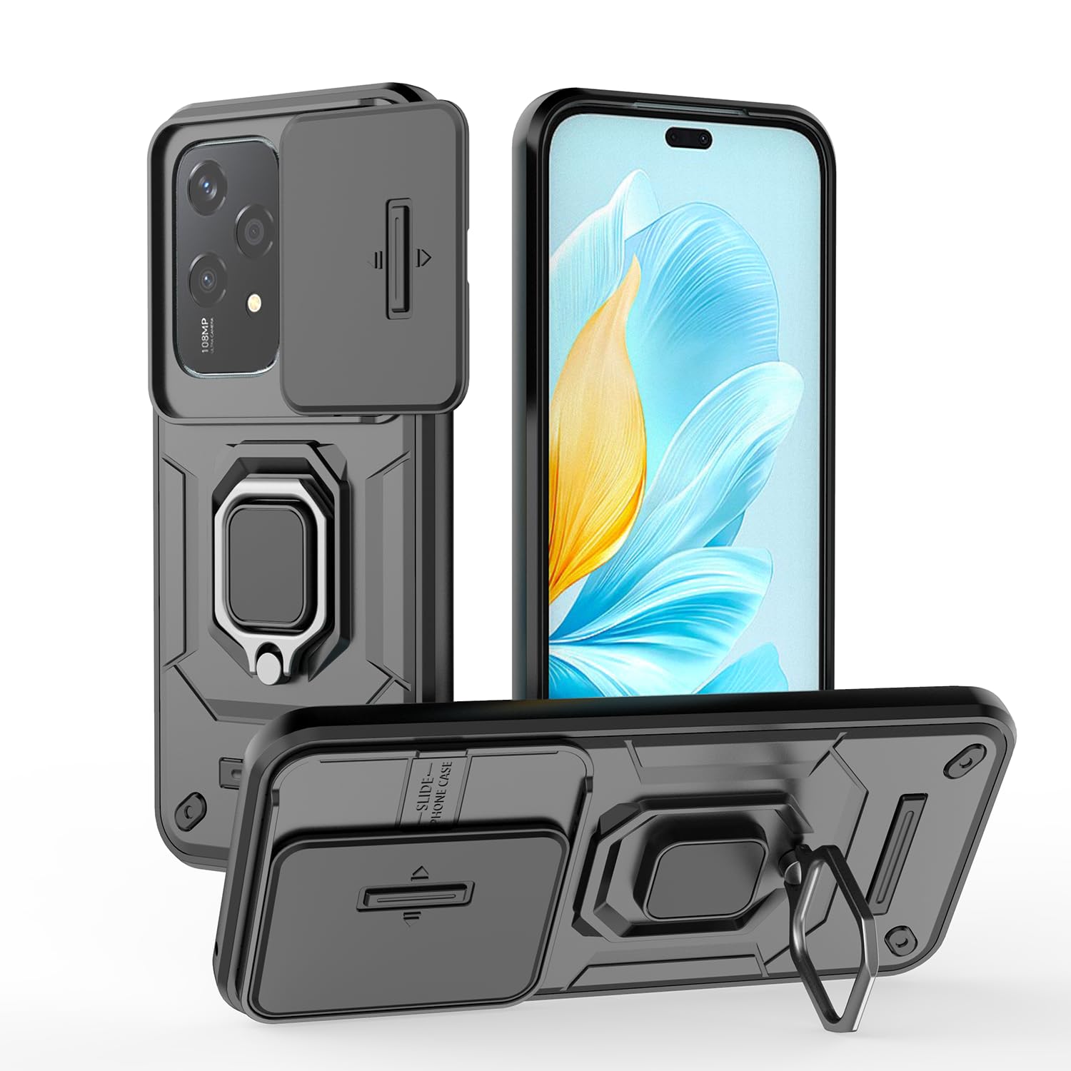 MAOGE Cover per OnePlus Nord 2T 5G, [Militare Anti-Caduta] Cornice Paraurti in Silicone Morbido Ultra Sottile Custodia, con Supporto Pieghevole Nascosto Kickstand - Rosso