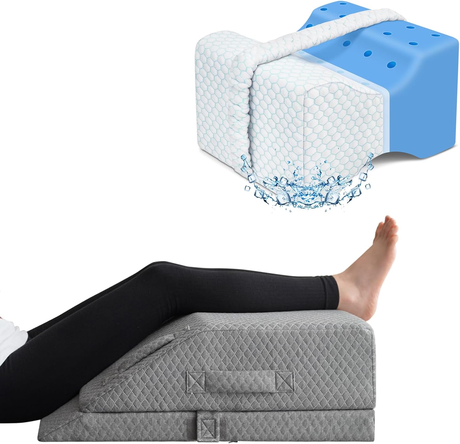 KingPavonini Cooling Knee Pillow for Side Sleepers and Adjustable Leg Elevation