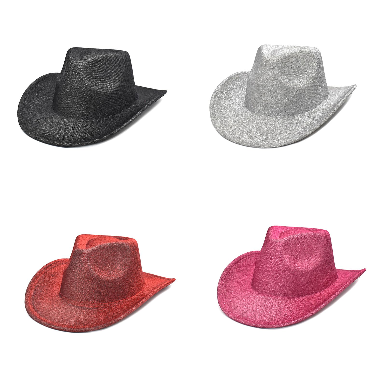 NUEAYMS Summer Sunproof Sequins Cowboy Hat for Woman Men Breathable Cowboy Hat with Adjustable Rope Western Style Felt Hat Silver