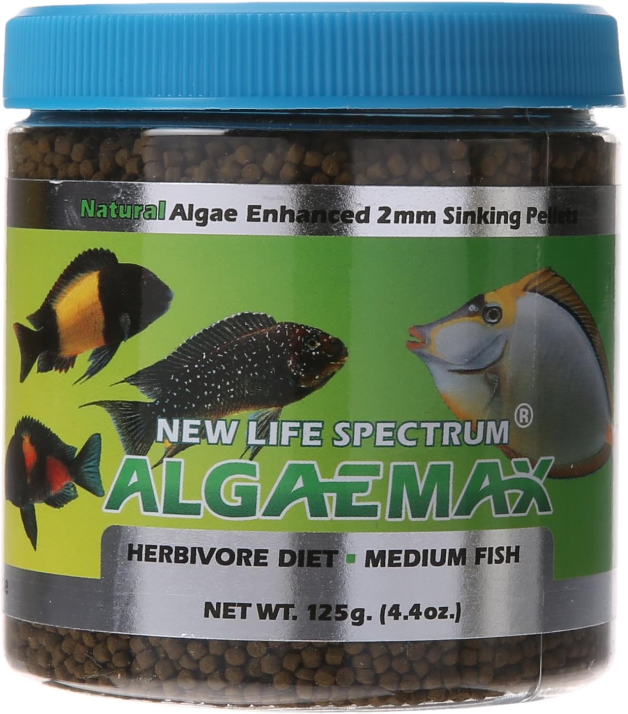 New Life Spectrum AlgaeMAX 2mm Enhanced Algae Pellet Pet Food, 125gm