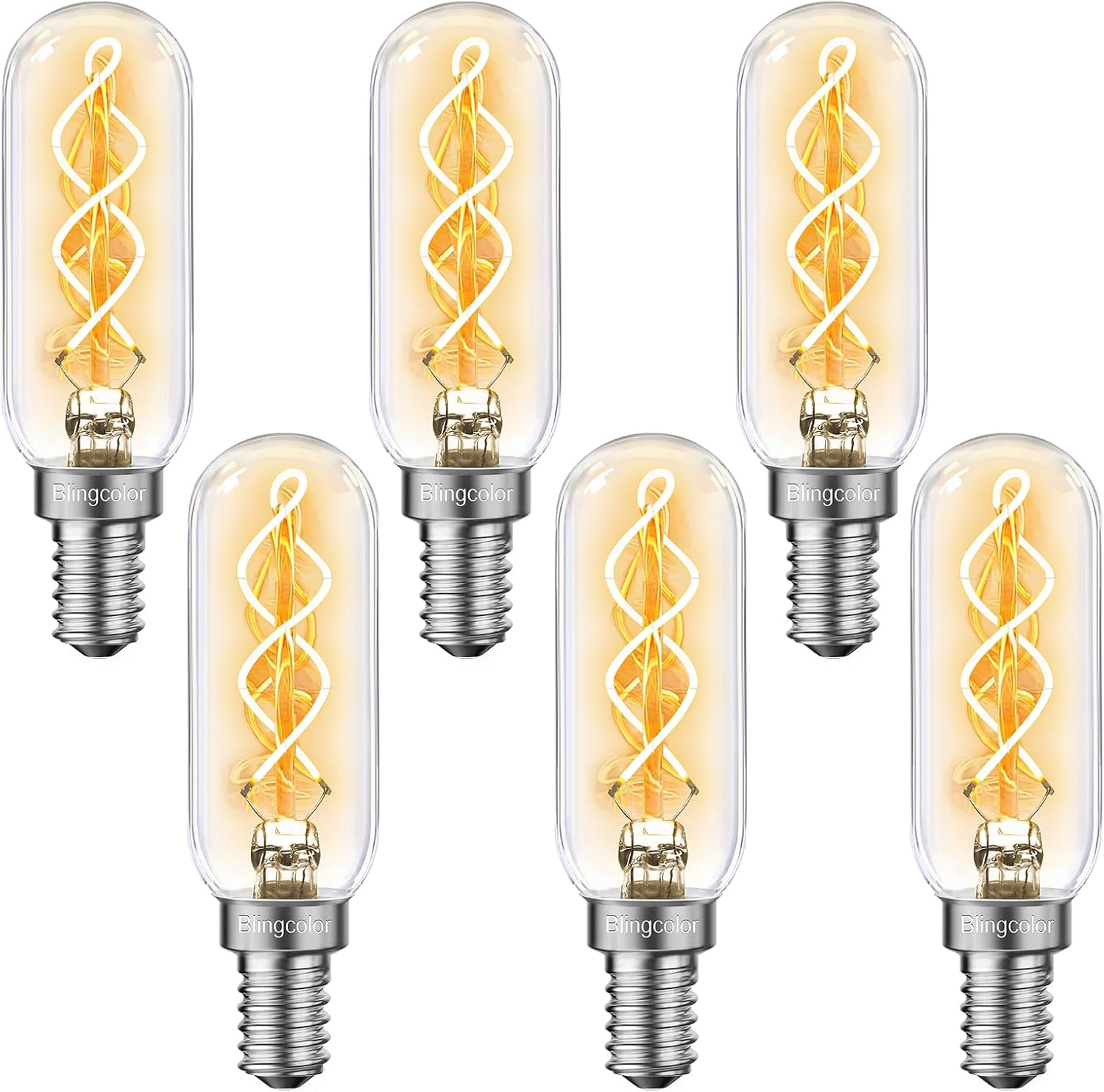 BLINGCOLOR Dimmable E12 LED Edison Candelabra Bulbs 40 Watt Equivalent, 6 Pack E12 4W LED Candelabra 2700K Warm White Light Bulbs, T25/T6 Tubular Decorative Warm Light Bulbs for Lantern Chandelier