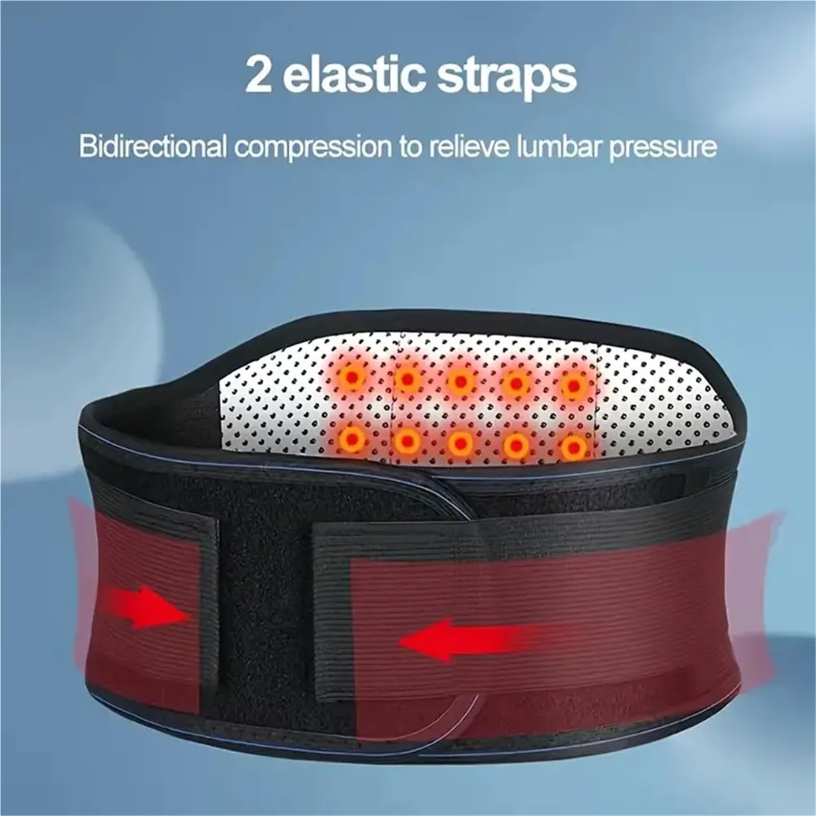 Faja para la Espalda lumbar 1 pieza soporte for cinturón ajustable | Banda de masaje lumbar con soporte de espalda autocalentable(L)