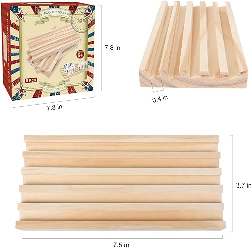 Miniatura 2 de GOTHINK Juego de 8 bandejas de dominó de madera soportes para azulejos de dominó para tren mexicano y otros juegos de dominó dominó no incluido