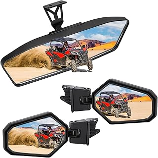 UTV Side Mirrors & Center Mirror Compatible with Can Am Maverick Trail Sport MAX 2018-2025 Commander Adjustable Rear View Mirror Replace OEM#715004924 715003638 715003639