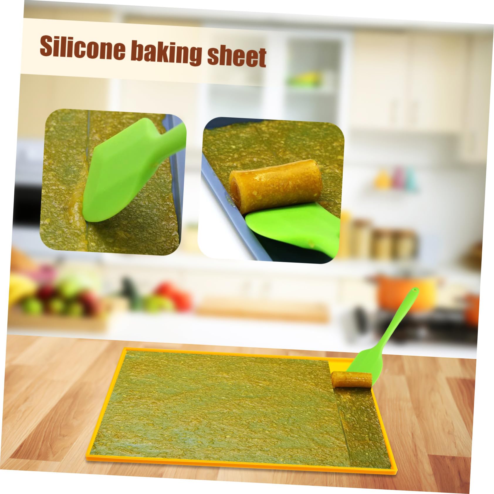 DOITOOL Silikon-backmatten mit Erhöhtem Rand Antihaft-backunterlagen für Ofen Mikrowelle und Kühlschrank Inklusive Spatel für Backen und Teigkneten