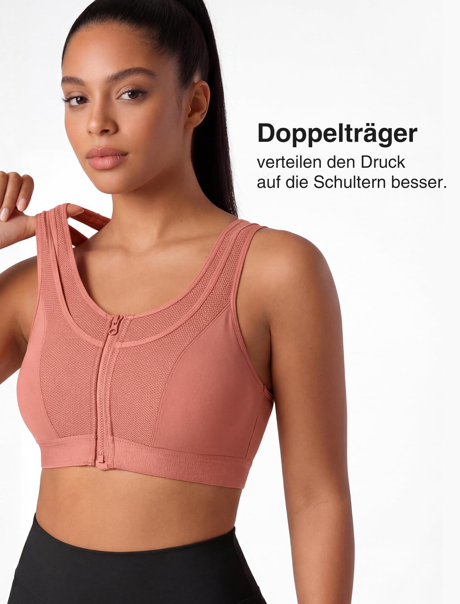 Yvette Sport BH Damen Starker Halt mit Vorderverschluss Große Größen für Fitness Laufen Joggen
