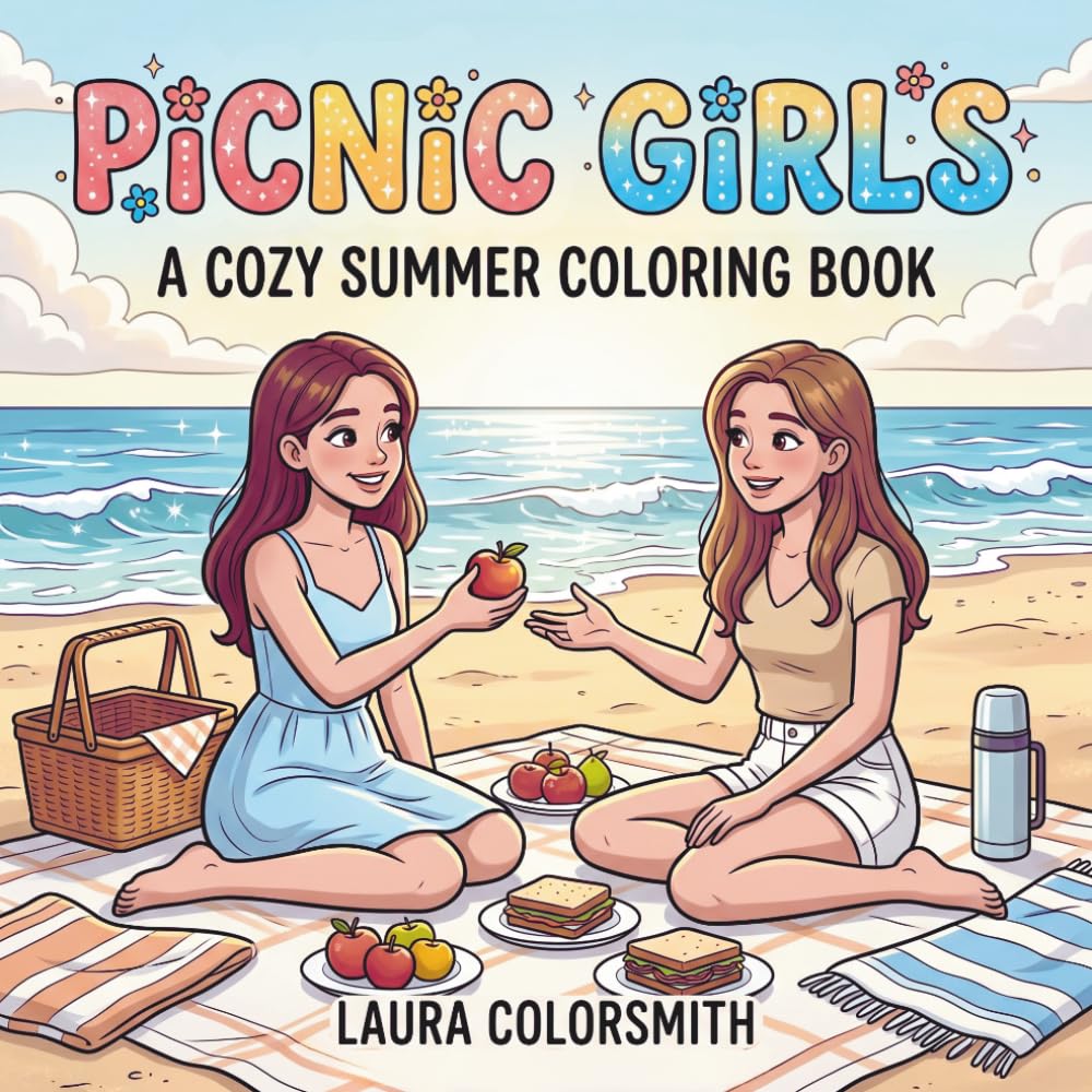 Picnic Girls - A Cozy Summer Coloring Book: Relaxing Hygge Picnic Scenes – Cute Girls & Summer Vibes for Adults and Teens (Summer Girls Coloring Book)